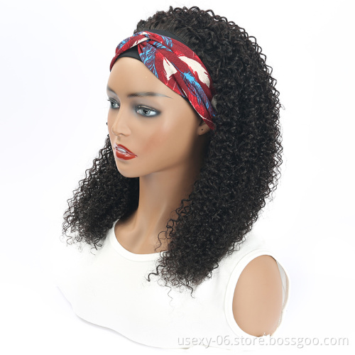 Wholesale Virgin Hair Headband Haft Wigs,Glueless Headband Wigs Human Hair,Headband Human Hair Wigs For Black Women